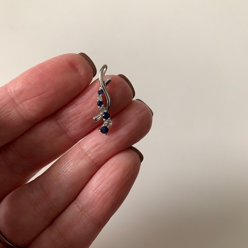 10KT white gold blue & clear topaz THL LC pendant